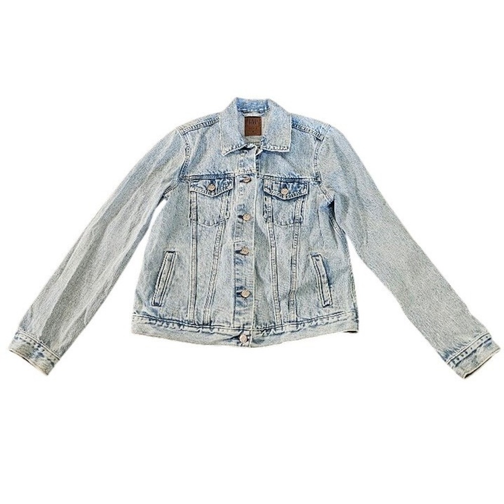 Gap Denim Womens Light Wash Trucker Jacket Size Medium Blue Cotton Jean Coat